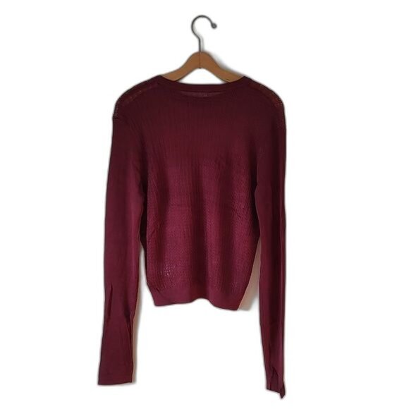 NWT! Free People H20 Crew Pullover Garnet Stretch Size Large - Picture 2 of 6